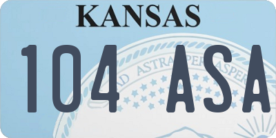 KS license plate 104ASA