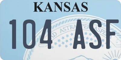 KS license plate 104ASF