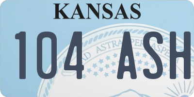 KS license plate 104ASH