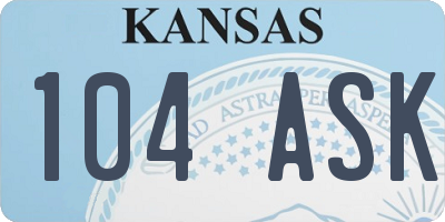 KS license plate 104ASK