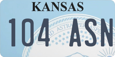 KS license plate 104ASN