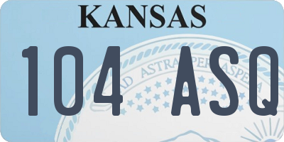KS license plate 104ASQ