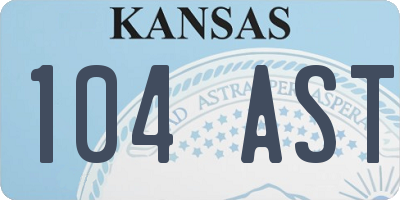 KS license plate 104AST