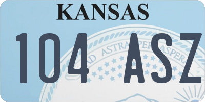 KS license plate 104ASZ