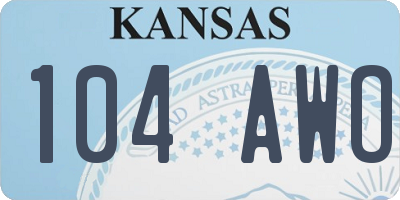 KS license plate 104AWO
