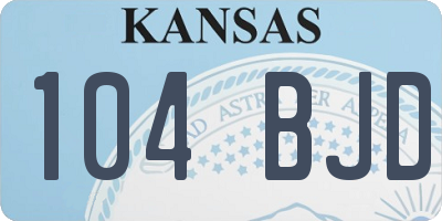 KS license plate 104BJD