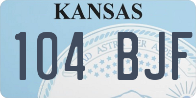 KS license plate 104BJF