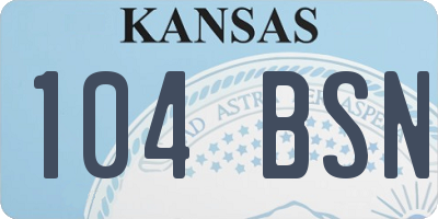 KS license plate 104BSN
