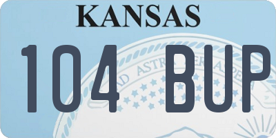 KS license plate 104BUP