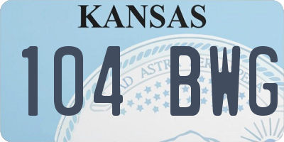 KS license plate 104BWG