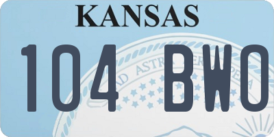 KS license plate 104BWO