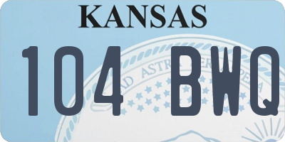 KS license plate 104BWQ