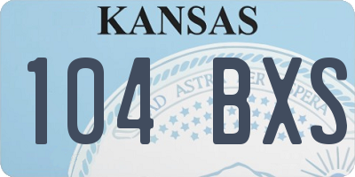 KS license plate 104BXS
