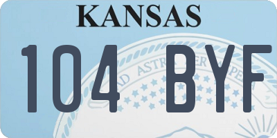 KS license plate 104BYF