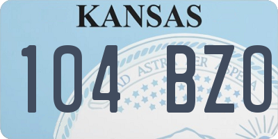 KS license plate 104BZO