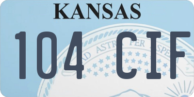 KS license plate 104CIF