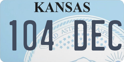 KS license plate 104DEC
