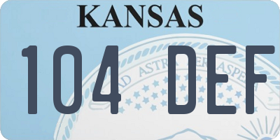 KS license plate 104DEF