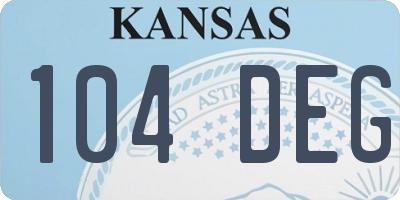 KS license plate 104DEG