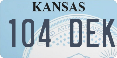KS license plate 104DEK