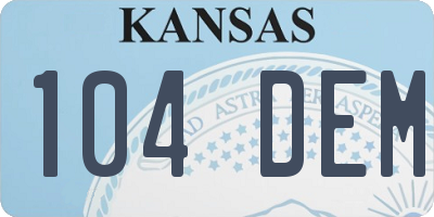 KS license plate 104DEM