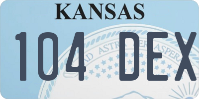 KS license plate 104DEX