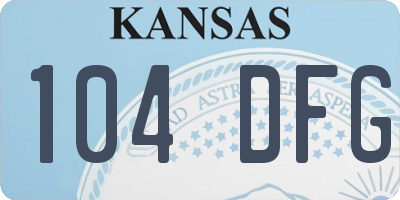 KS license plate 104DFG
