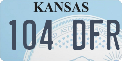 KS license plate 104DFR