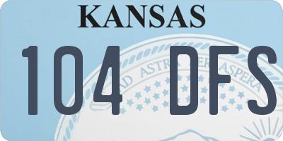KS license plate 104DFS