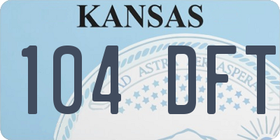 KS license plate 104DFT