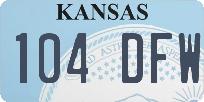 KS license plate 104DFW
