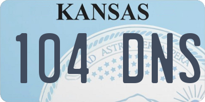 KS license plate 104DNS