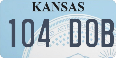 KS license plate 104DOB