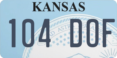 KS license plate 104DOF