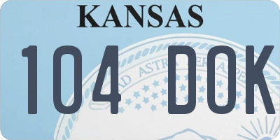 KS license plate 104DOK
