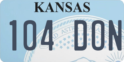KS license plate 104DON