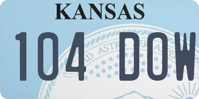 KS license plate 104DOW