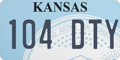 KS license plate 104DTY