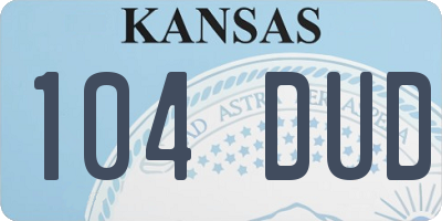 KS license plate 104DUD