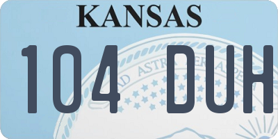 KS license plate 104DUH