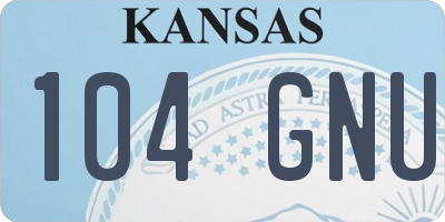 KS license plate 104GNU