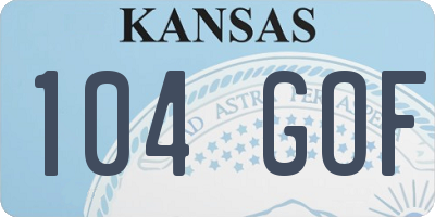 KS license plate 104GOF
