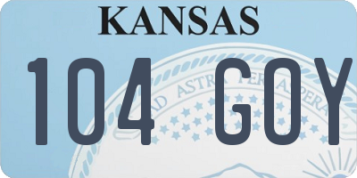 KS license plate 104GOY