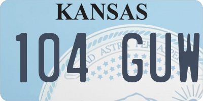 KS license plate 104GUW