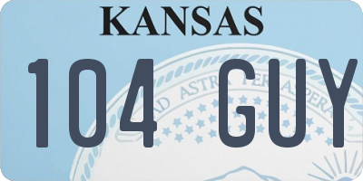 KS license plate 104GUY
