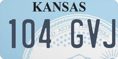 KS license plate 104GVJ
