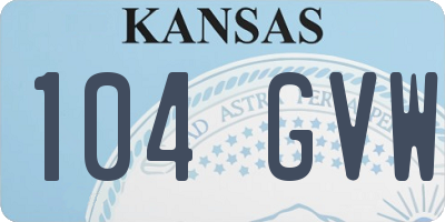 KS license plate 104GVW
