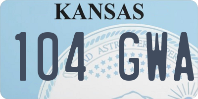 KS license plate 104GWA