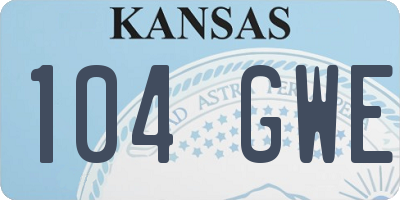 KS license plate 104GWE