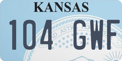 KS license plate 104GWF